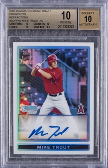 2009 Bowman Chrome Draft Prospects (Refractor) #BDPP89 Mike Trout Signed Rookie Card (#264/500) – BGS PRISTINE 10/BGS 10